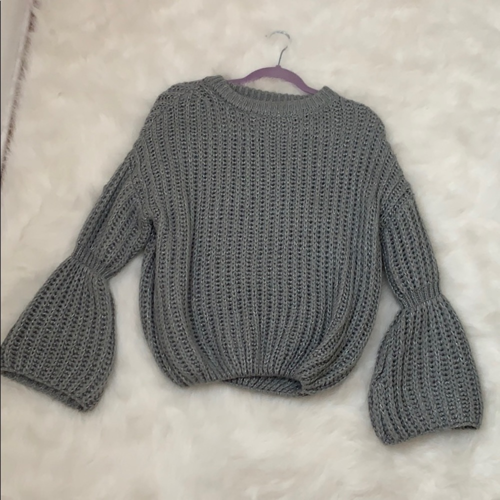 Grey bell sleeve sweater